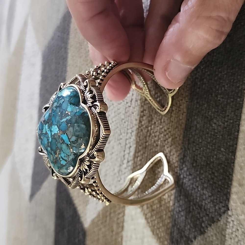 Studio Barse Turquoise Blue Stone Cuff Bracelet - Picture 2 of 7